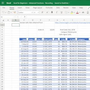 Excel for Beginners: Advanced Functions preview and deal image