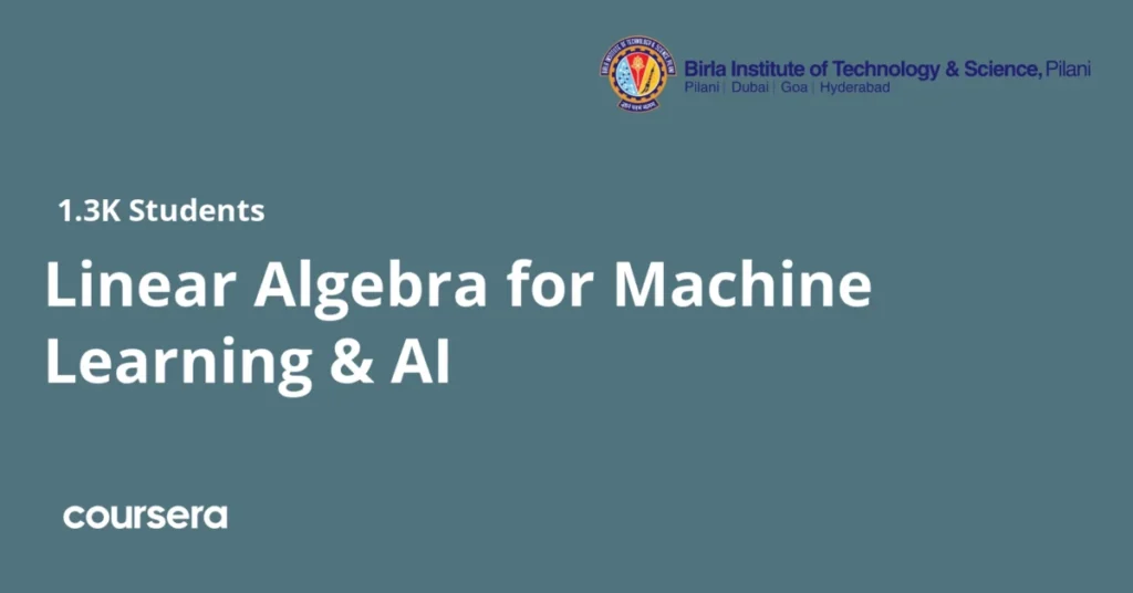 Linear Algebra for Machine Learning & AI preview and deal image