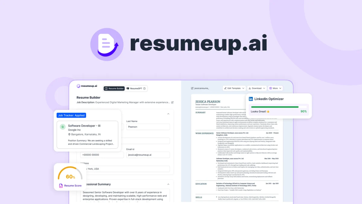 ResumeUp.AI – Land more interviews with AI resumes preview and deal image
