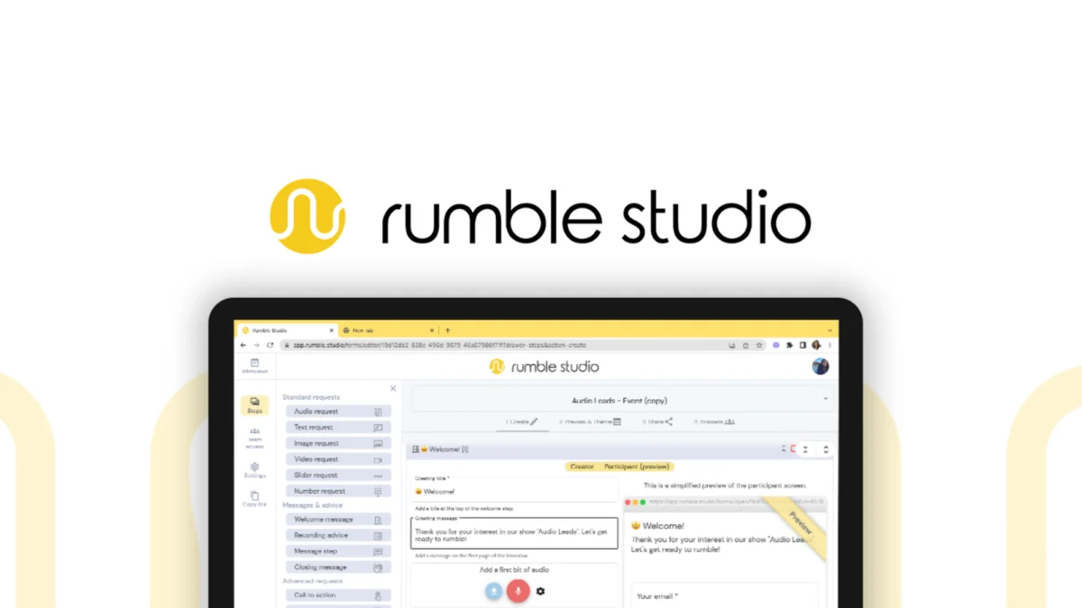 Spoken (formerly Rumble Studio) – Capture remote interviews 24/7 preview and deal image