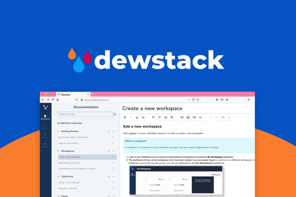 Dewstack – Build no-code documentation for users preview and deal image