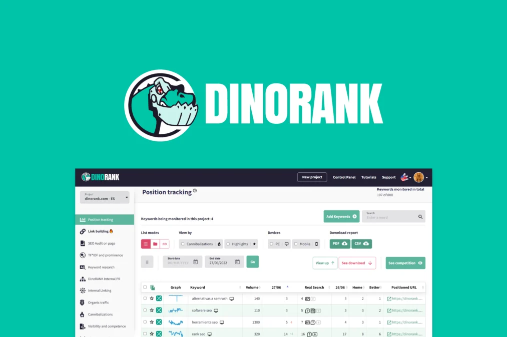 DinoRANK – Master your SEO content strategy preview and deal image