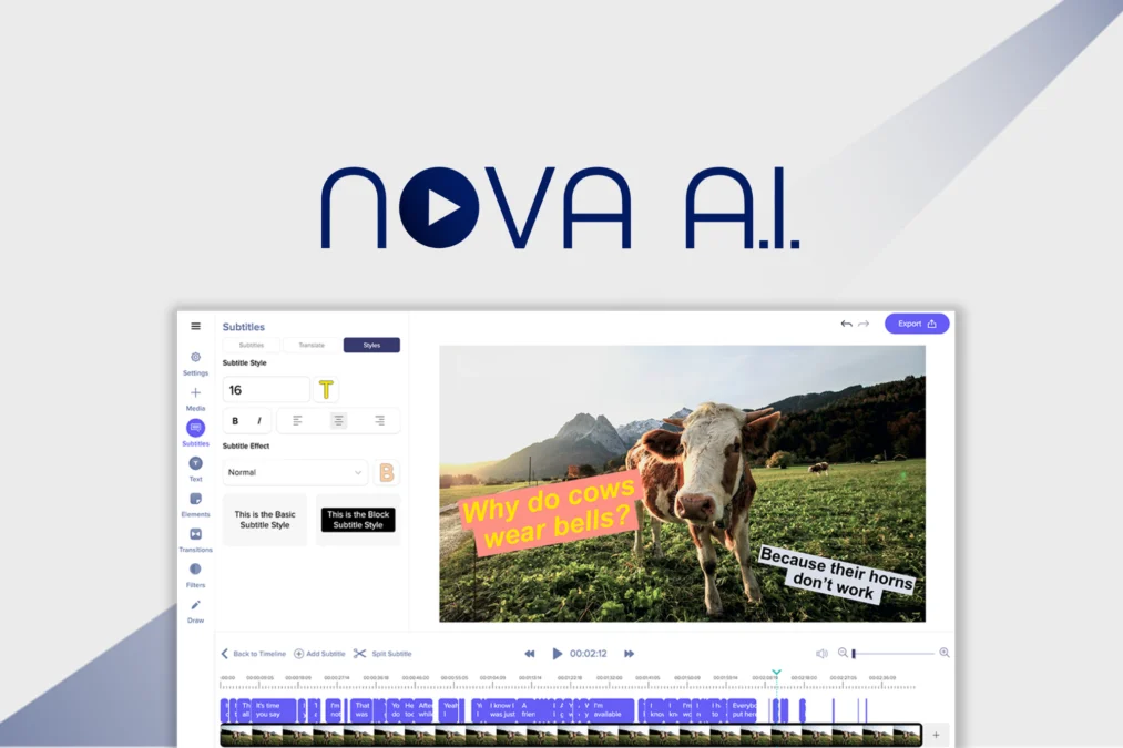 Nova A.I. – Automatically edit videos with AI preview and deal image