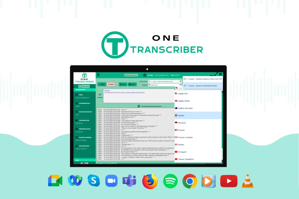 One Transcriber – logo preview and deal image