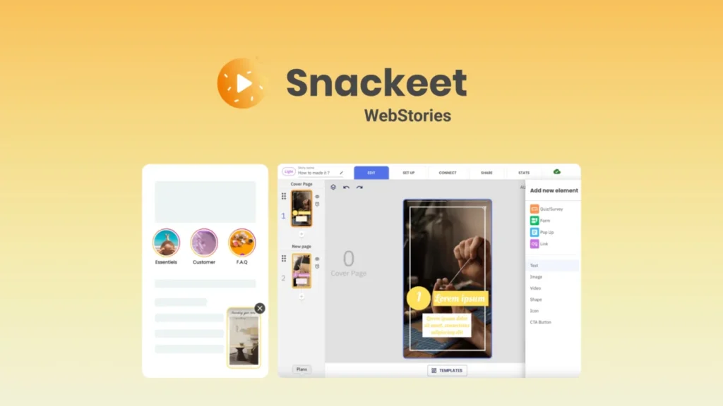 Snackeet – Plus – Create interactive content for the web preview and deal image
