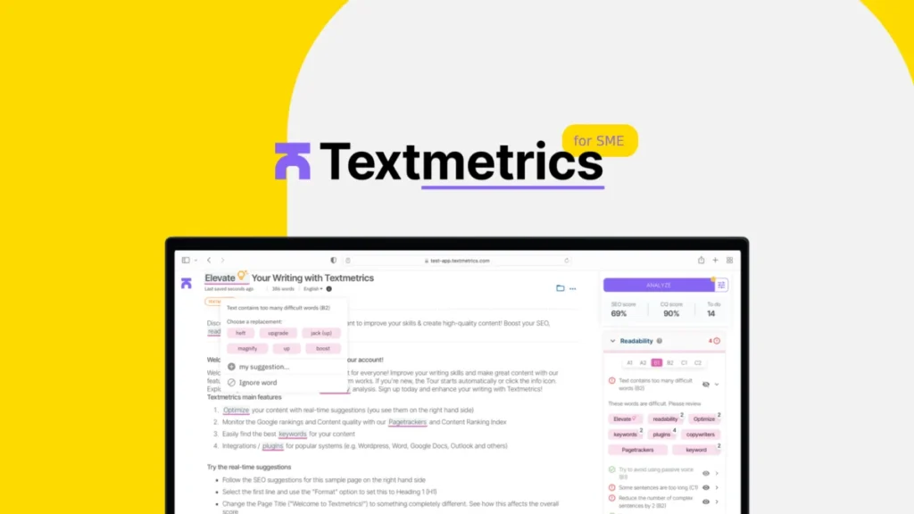 Textmetrics SME – Logo preview and deal image
