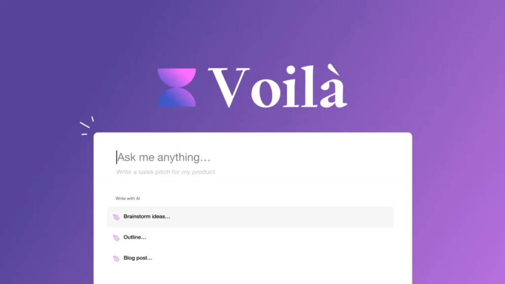 Voilà – Logo preview and deal image