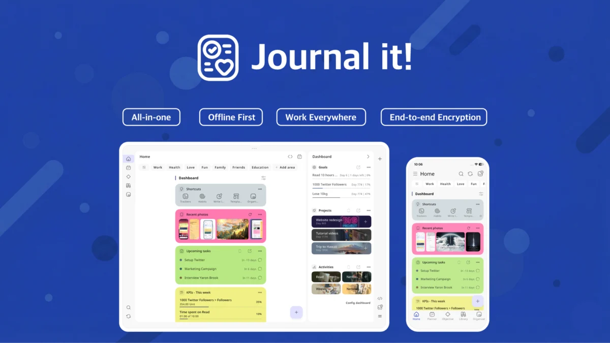 Journal it! – -in-one life organizer app preview and deal image