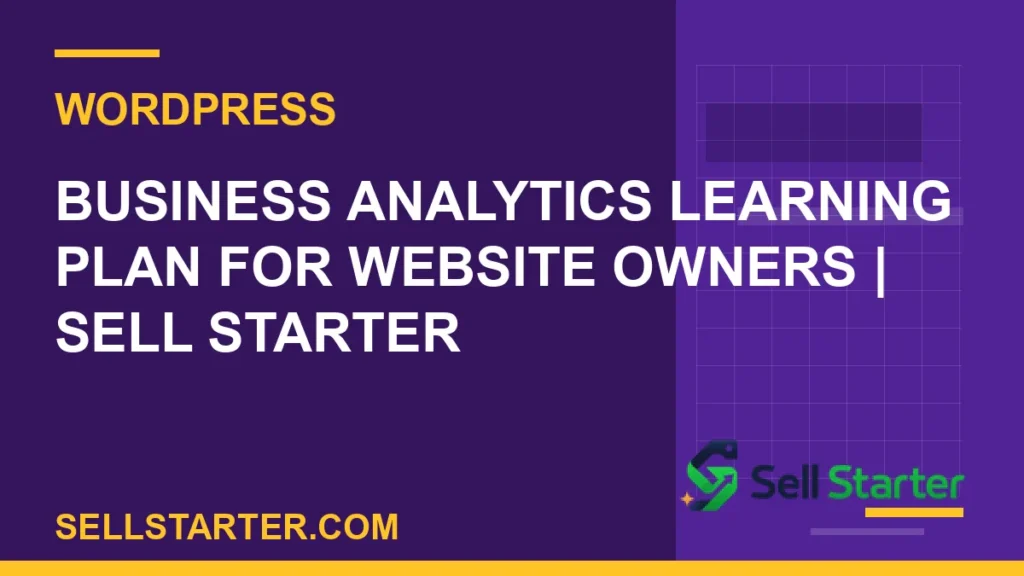 business analytics learning plan for website owners - Business Analytics Learning Plan for Website Owners | Sell Starter | Sell Starter