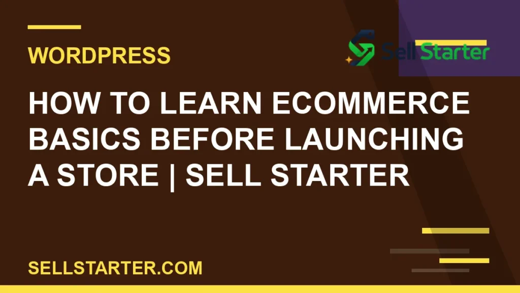 how to learn ecommerce basics before launching a store - How to Learn Ecommerce Basics Before Launching a Store | Sell Starter | Sell Starter