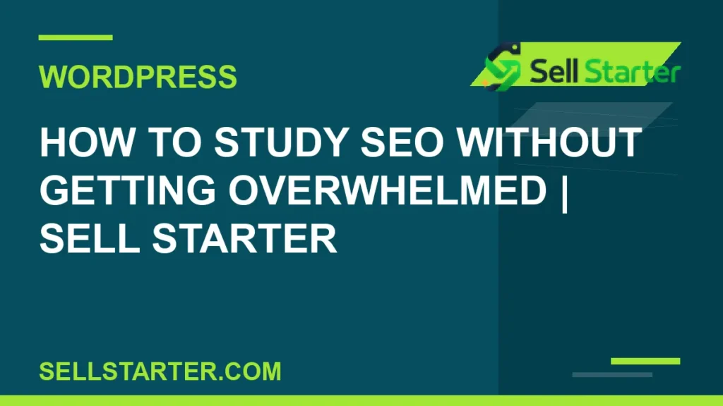 how to study seo without getting overwhelmed - How to Study SEO Without Getting Overwhelmed | Sell Starter | Sell Starter
